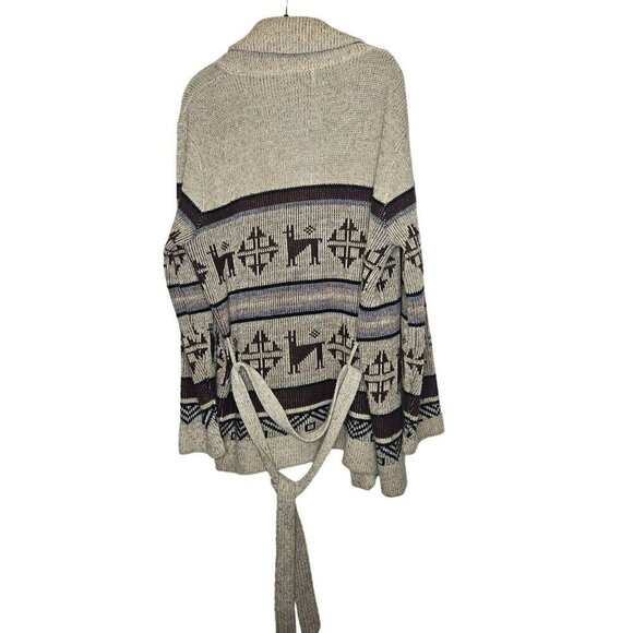 Dimension By Milford Vintage Southwest Alpaca Knit Belted Cardigan Sweater M - Picture 9 of 12